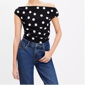 NWT Loft Polka Dot Off the Shoulder Top Size M